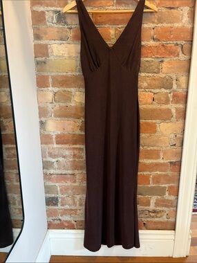 Fayt Label Sleeveless V-Neck Maxi Dress in Dark Brown